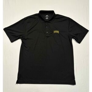 UltraClub Mens Cool & Dry Black Polo Shirt US Army Ranger Tab Embroidered Large